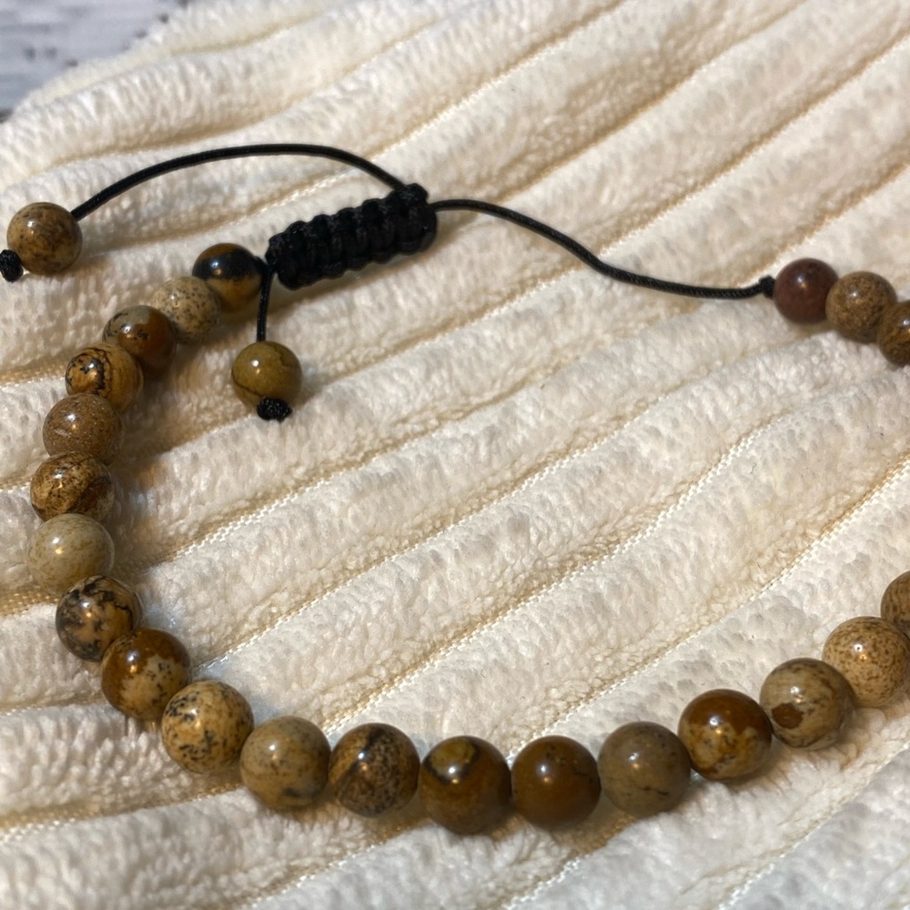 NWT UNISEX SEMI-PRECIOUS BEADED ADJUSTABLE TO FIT STRING SLATER BROWN MENS - Picture 7 of 7